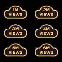 million views celebration banner vector set, 1 million plus views