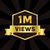 1 million views or 1m views celebration background design vector