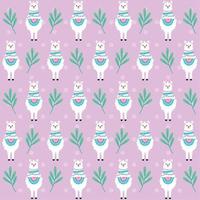 llamas and leafs pattern vector