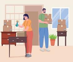 parents couple in moving vector