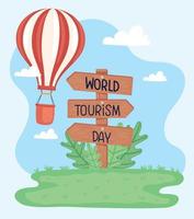 world tourism day lettering in signal vector