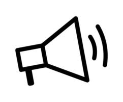 Speaker monoline vector logo icon air raid alert. Sign megaphone loudspeaker with voice recording or siren. Symbol attribute for organizers and leading mass events