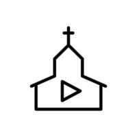 traducción en línea servicio de la iglesia cristiana transmisión de video, icono de vector plano de medios de capilla para aplicaciones y sitios web