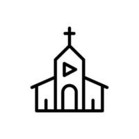 traducción en línea servicio de la iglesia cristiana transmisión de video, icono de vector plano de medios de capilla para aplicaciones y sitios web