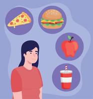 woman with food ingredients vector