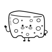 Cute funny cheese character for coloring book vector