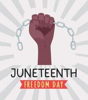 Juneteenth lettering with fist vector