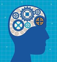 gears brain in profile vector