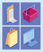 isometric sale four icons vector