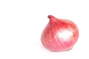 Red whole and sliced onion, isolated on white background photo