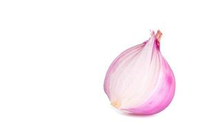 Red whole and sliced onion, isolated on white background photo