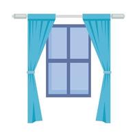 window with courtain vector