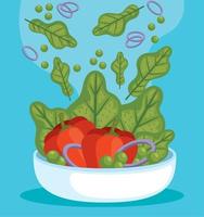 dish with salad healthy vector