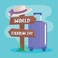 world tourism day lettering in signal vector