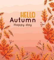 hello autumn lettering template vector