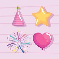 four party celebration icons vector