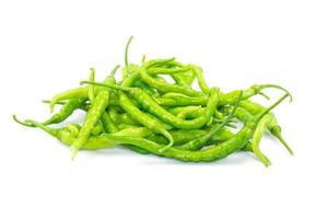 Fresh Green chili pepper isolated on white background with clipping path photo