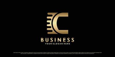 Monogram logo design initial letter c for business or personal with creative concept Premium Vector