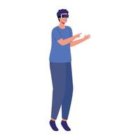 man standing using vr mask vector