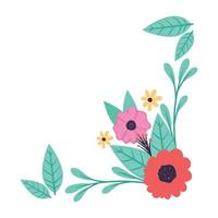 flowers and leafs frame vector