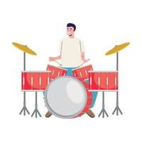 hombre tocando bateria bateria vector