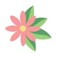 pink flower and leafs vector