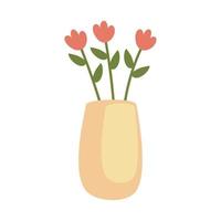yellow vase with flowers vector