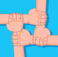 hands of friends linked vector