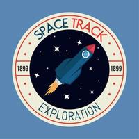 rocket space retro sticker vector