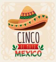 mexican celebration lettering postcard vector
