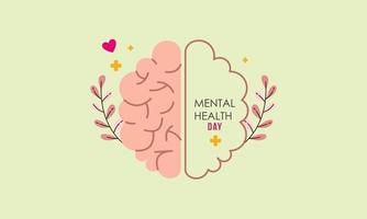 Flat design world mental health day background vector