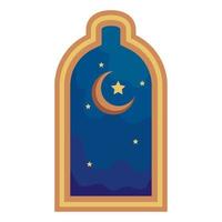 marco árabe con luna y estrella vector