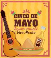 postal de letras cinco de mayo vector