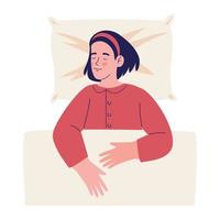 woman sleeping with red pijama vector