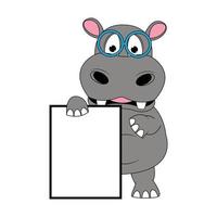 cute hippo animal cartoon illustration vector
