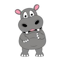 cute hippo animal cartoon illustration vector