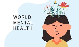 Flat design world mental health day background vector