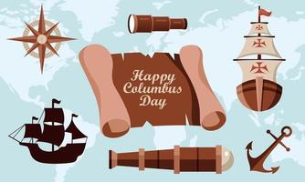 Hand drawn flat columbus day background vector