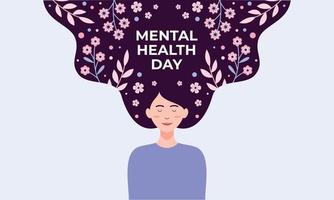 Flat design world mental health day background vector