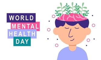 Flat design world mental health day background vector