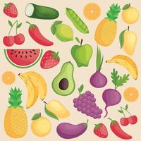 fresh fruits and vegetables vector