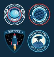 four space retro stickers vector