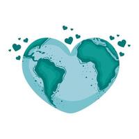 planet earth heart shape vector