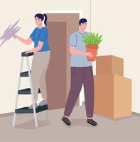 couple in moving activity scene vector