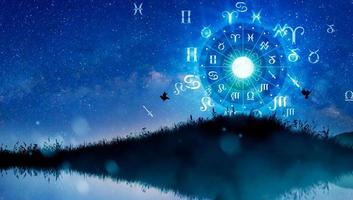 Zodiac wheel. Astrology concept. The power of the universe concept. photo