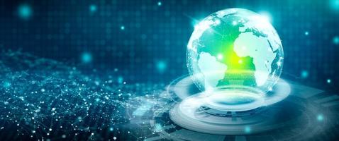 Global Social Network and Business Connection. Illustration of World and Network. Future of the internet and technology. Copy space. photo