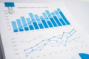 chart or graph paper. Financial, account, statistics and business data concept. photo