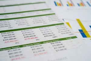 Spreadsheet paper with graph. Finance, Account, Statistics, Analytic research data economy, Stock exchange trading and Business company meeting concept photo