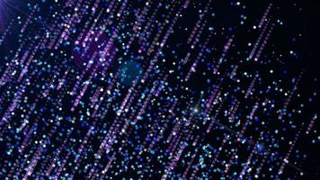 Codificación digital cuadrada colorida lloviendo fondo de partículas abstractas, ilustración de efecto cibernético de tecnología espacial futurista más rápida. foto