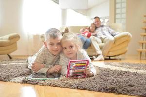 happy young family at home photo